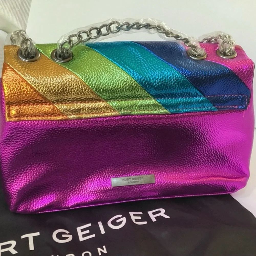 Kurt Geiger London Mini Kensington Multi Color Metallic Striped Crossbody Bag - Picture 4 of 11